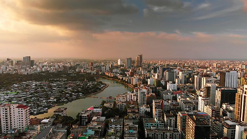 Aerial view of Dhaka, Bangladesh.