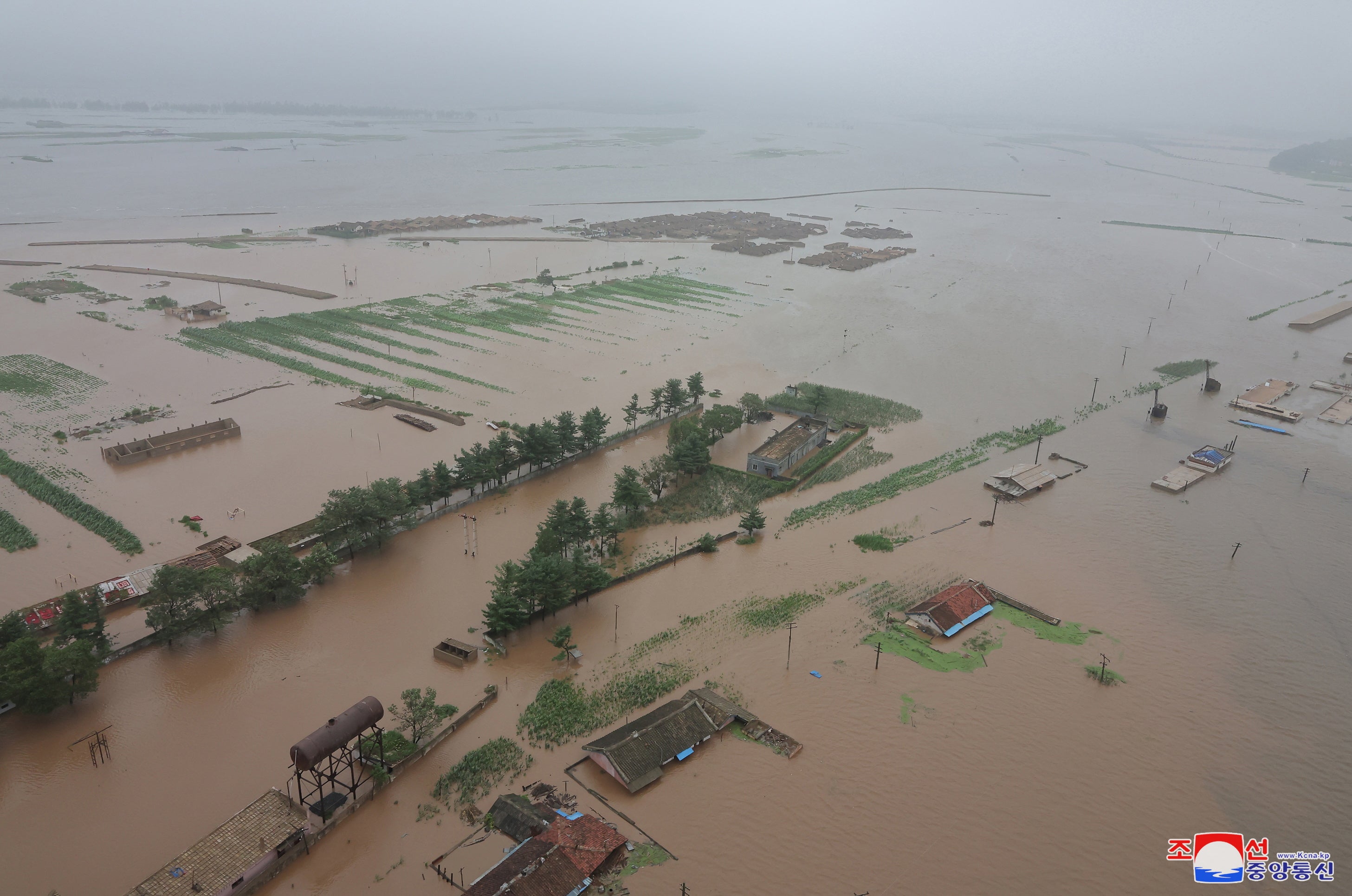 Flood-hit area in North Phyongan Province, North Korea, 28 July 2024