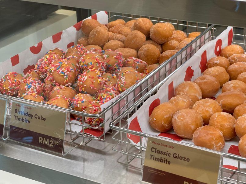 a photo of timbits served at tim hortons malaysia