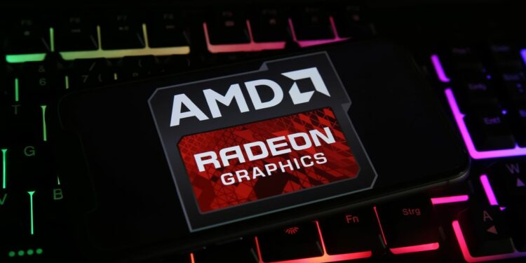 AMD Radeon graphics logo on keyboard