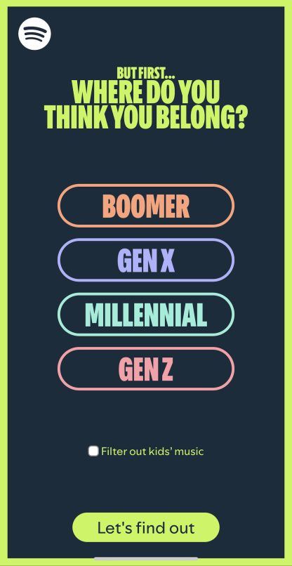 spotify music generation quiz boomer gen x millennial gen z