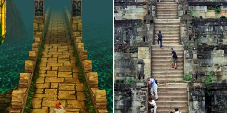 Tourists are recreating the 'Temple Run' video game in a Cambodian temple