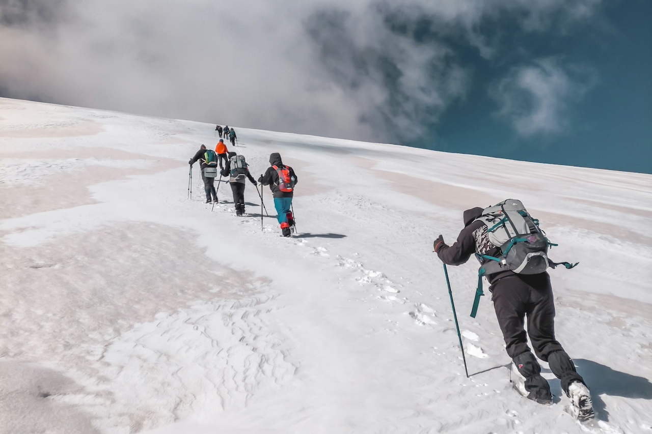 Shahdag mountain resort group walking, Azerbaijan