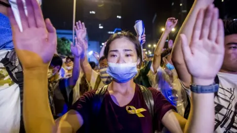 AFP Demonstrator at pro-democracy protest in September 2014