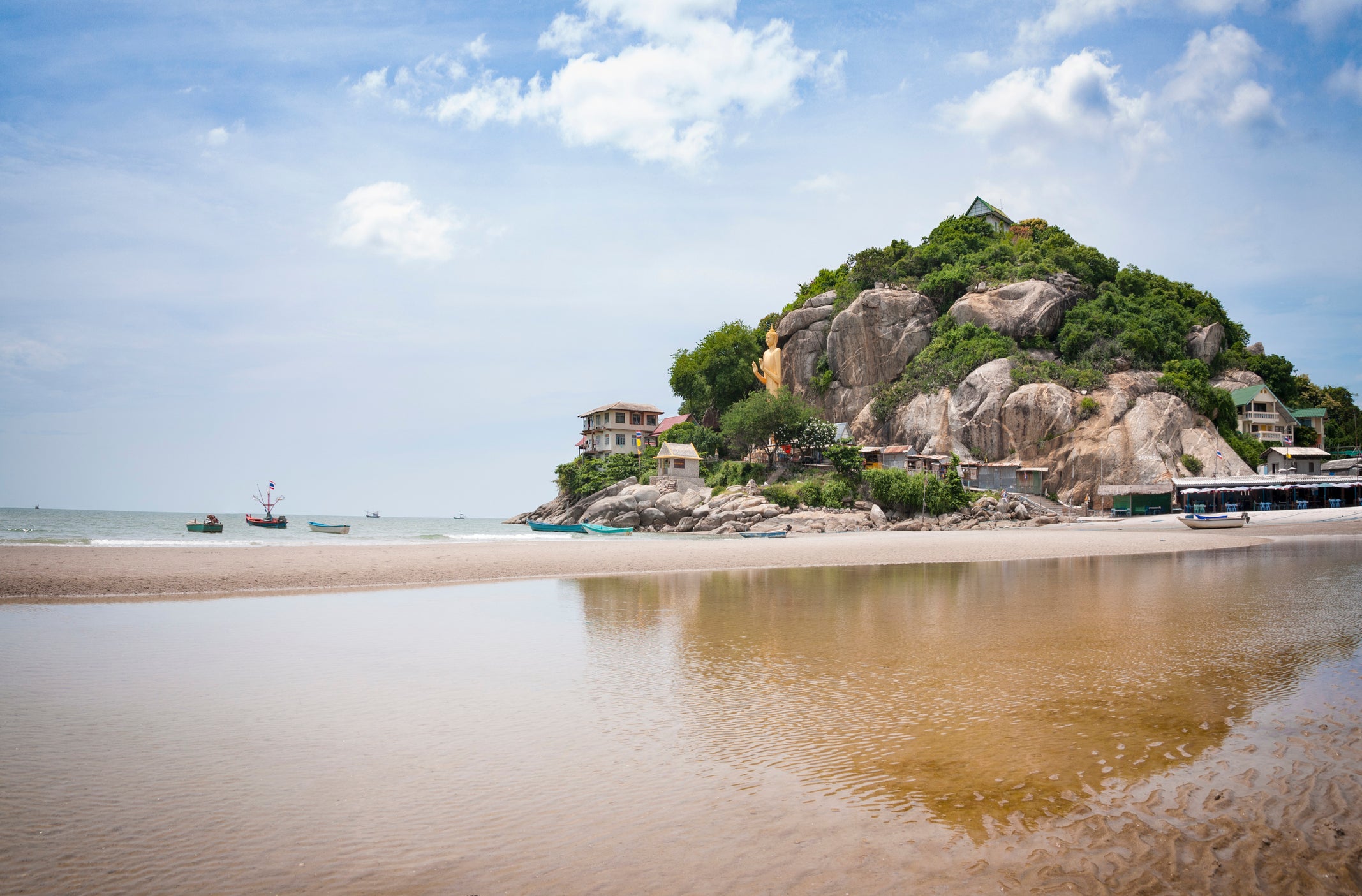 Hua Hin beach is overlooked by a 20m golden Buddha