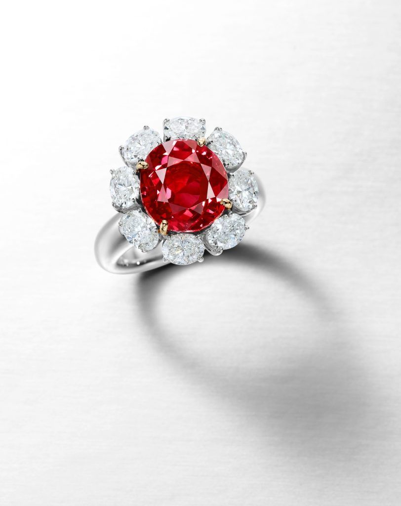 A 7.02-carat Burmese ruby and diamond ring to be auctioned  at Phillips’ live jewellery in  Hong Kong on October 3