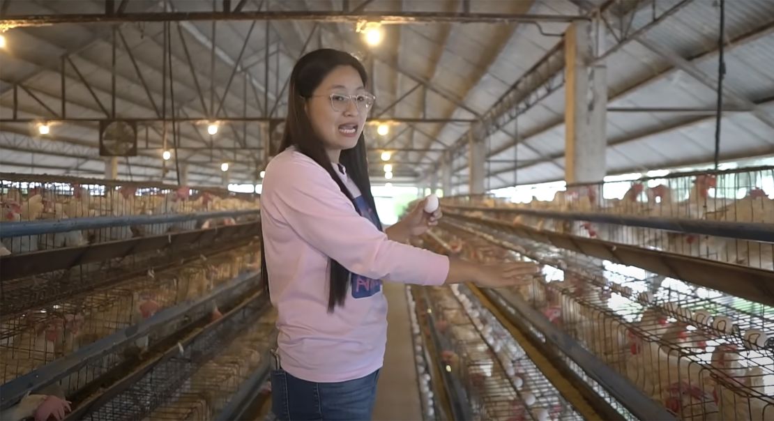 Guo shows her chicken farm in Bamban, Tarlac province, in the Philippines in a YouTube video posted on April 20, 2022.