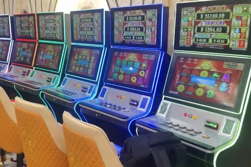 Slot machines at an illegal casino in Nonthaburi province. (Photo: Immigration Bureau)