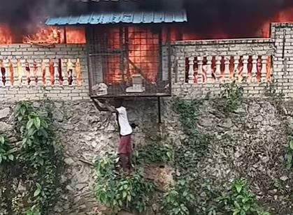 Boy saves rabbits from a burning car park in Malaysia