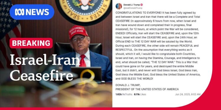 Ceasefire: Israel and Iran agree to ceasefire to bring end to ’12 DAY WAR,’ Trump says – 6abc Philadelphia
